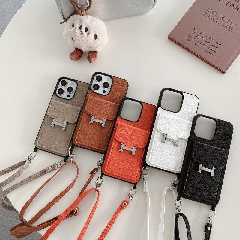 H Card Bag Leather Crossbody iPhone Case