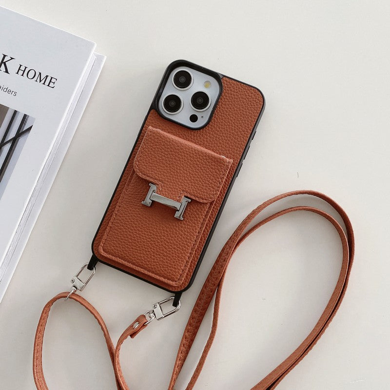 H Card Bag Leather Crossbody iPhone Case