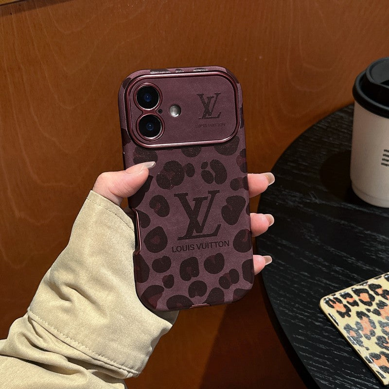 Lou Brown & Purple Color Leather iPhone Case