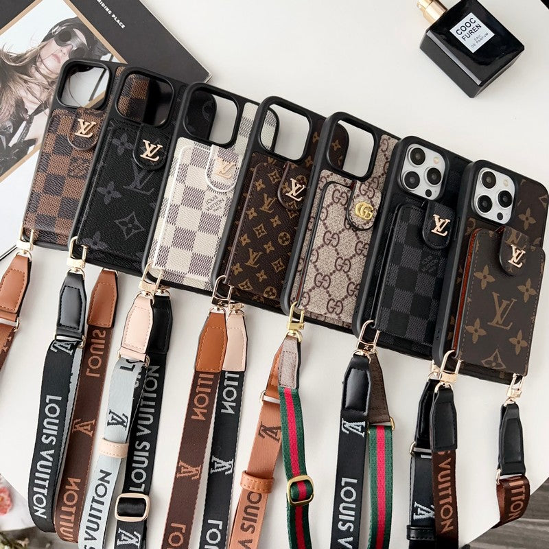 Lou Black & White Crossbody Card Bag iPhone Case