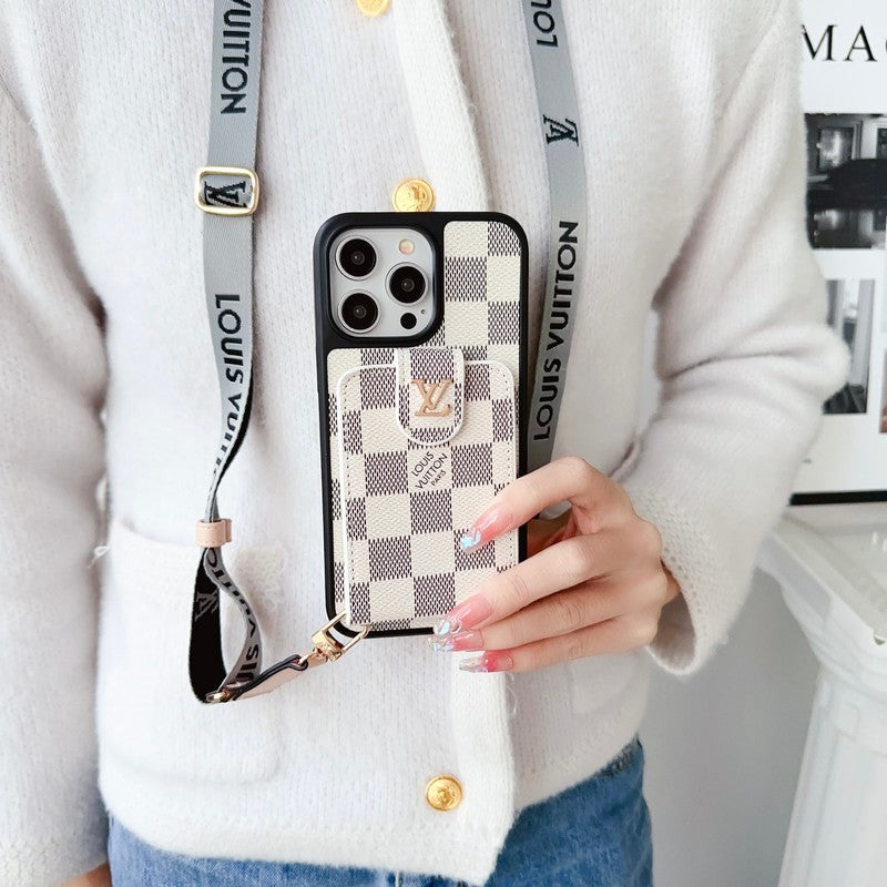 Lou Black & White Crossbody Card Bag iPhone Case