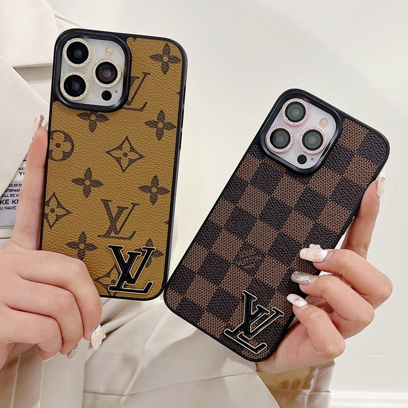 Lou Black Logo Leather iPhone Case