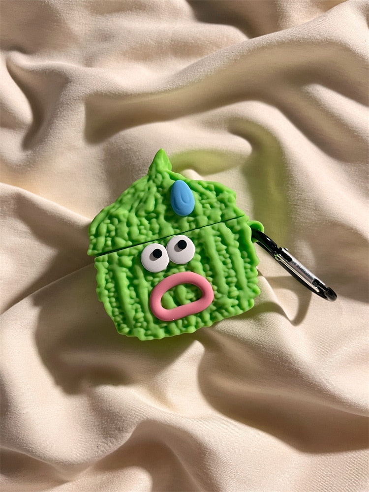 3D Funny Green Bitter Gourd Premium AirPods Case Shock Proof Cover