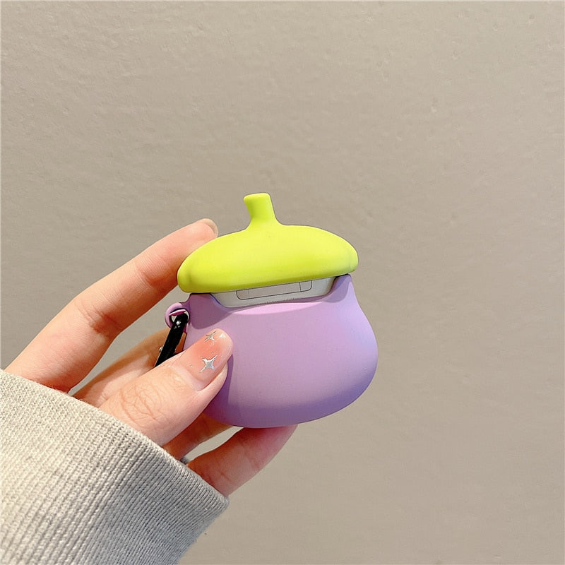 3D Cute Funny Eggplant Premium AirPods Case Shock Proof Cover