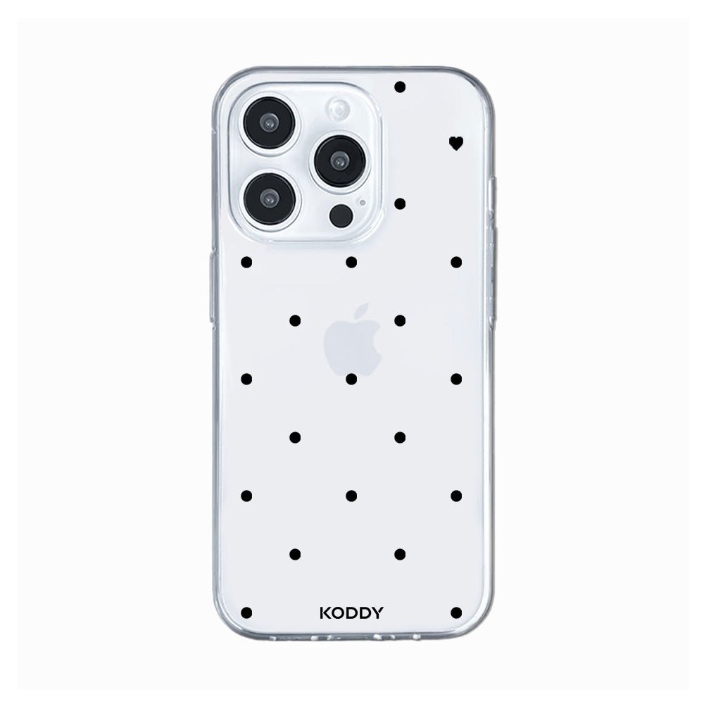 Polka Dot with Love in Black Phone Case