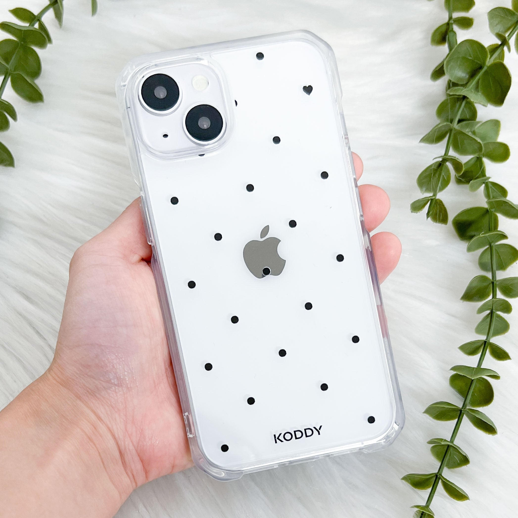 Polka Dot with Love in Black Phone Case